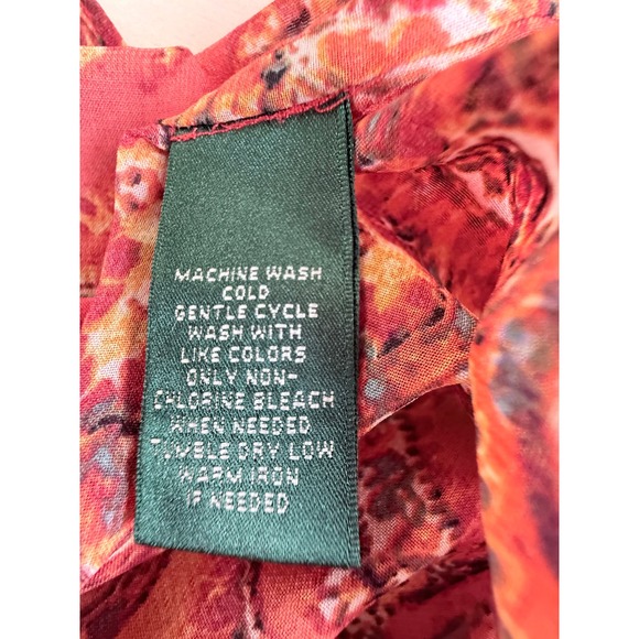 Lauren Ralph Lauren Orange Paisley Sleeveless Smocked Waist Dress 18W Womens - Picture 6 of 8